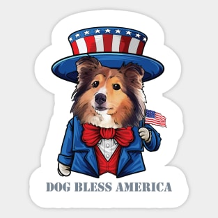 Shetland Sheepdog Dog Bless America Sticker